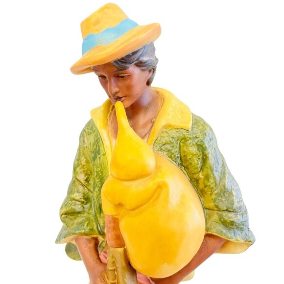 Vintage Capodimonte Italian Figurine Of Shepherd Boy Playing Bagpipes 11" Porcel - Picture 8 of 11